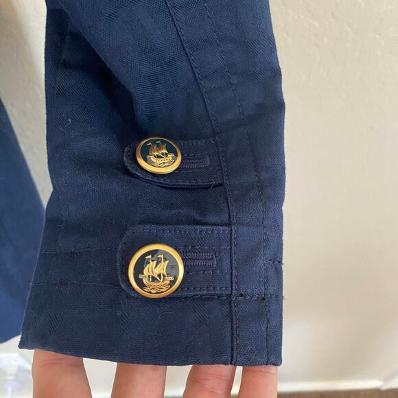 Juicy Couture Womens Size Medium Jacket Coastal Preppy Nautical Cotton Navy Coat - Picture 6 of 7